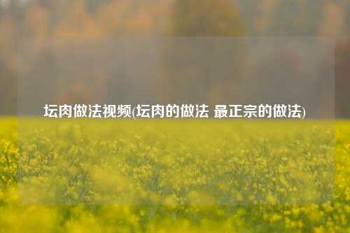 坛肉做法视频(坛肉的做法 最正宗的做法)