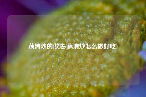 藕清炒的做法(藕清炒怎么做好吃)