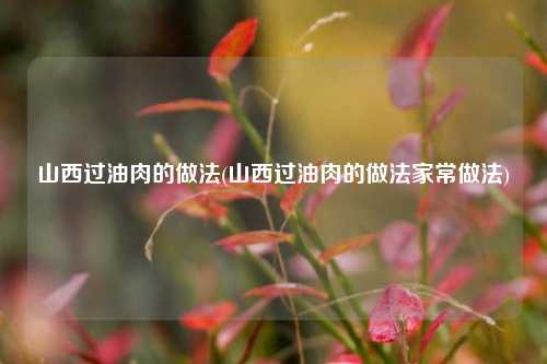 山西过油肉的做法(山西过油肉的做法家常做法)